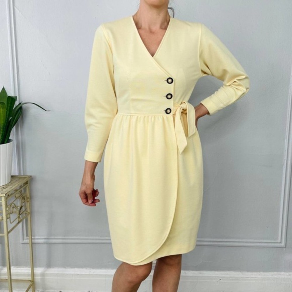 Vintage 80s‎ pale yellow dress